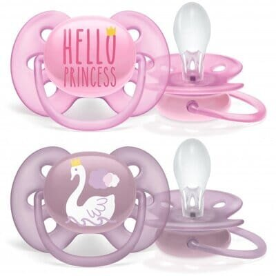 Пустушка силіконова Philips Avent Ultra Soft SCF223/02, 6-18 місяців, для дівчаток, 2 шт