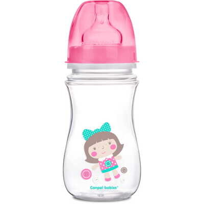 Пляшечка антиколікова Canpol Babies EasyStart "Кольорові звірята" 35/206 з широким отвором, 240 мл