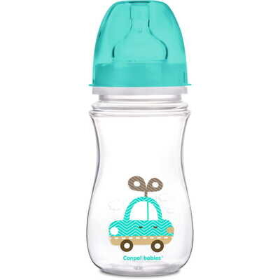 Пляшечка антиколікова Canpol Babies EasyStart "Кольорові звірята" 35/206 з широким отвором, 240 мл