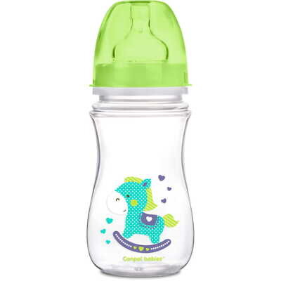 Пляшечка антиколікова Canpol Babies EasyStart "Кольорові звірята" 35/206 з широким отвором, 240 мл