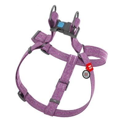 Шлея для собак Collar WAUDOG Re-cotton з QR паспортом, з відновленої бавовни, світловідбивна, розмір М, фіолетова