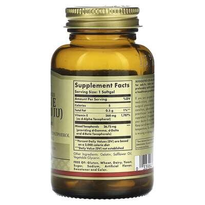 Вітамін Е Solgar Vitamin E 268 мг (400 МО) d-Alpha Tocopherol & Mixed Tocopherols м'які капсули №50