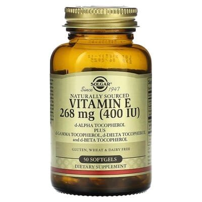 Вітамін Е Solgar Vitamin E 268 мг (400 МО) d-Alpha Tocopherol & Mixed Tocopherols м'які капсули №50