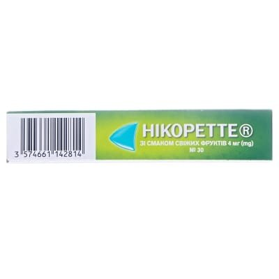 Нікоретте зі смаком свіжих фруктів гумка жув. лікув. по 4 мг №30 (15х2)