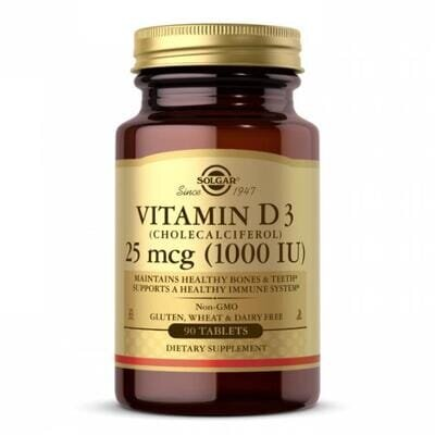 Вітамін Д3 Solgar Vitamin D3 (Cholecalciferol) 25 мкг (1000 МО) таблетки №90