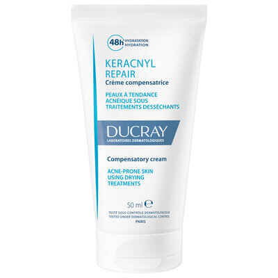 Крем для обличчя Ducray Keracnyl Repair Compensatory Cream, відновлюючий, усунення сухості шкіри, викликаної лікуванням акне, 50 мл