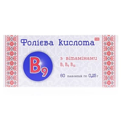 Фолієва кислота Фармаком таблетки по 0,25 г №60