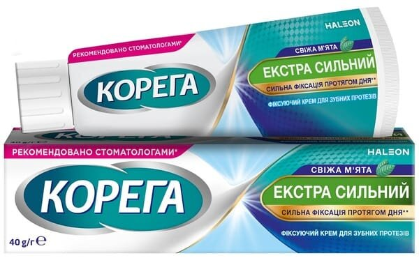 Крем фіксуючий для зубних протезів Корега Екстра Сильний Свіжа М'ята, 40 г