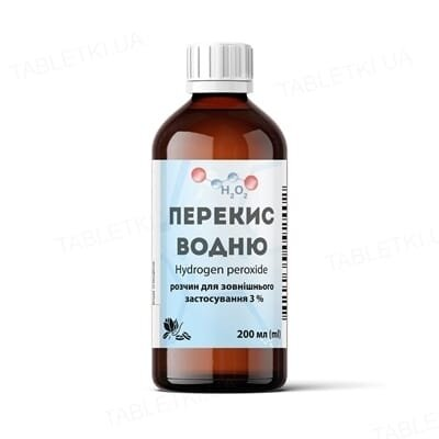 Перекис водню розчин д/зовн. заст. 3 % по 200 мл у флак.