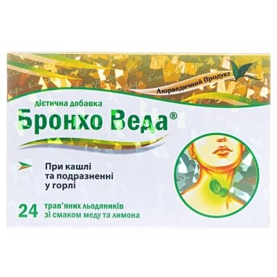 Бронхо Веда льодяники зі смаком меду та лимону льодяники №24 (12х2)