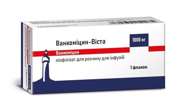 Ванкоміцин-Віста ліофілізат для р-ну д/інф. по 1000 мг №1 у флак. скл.