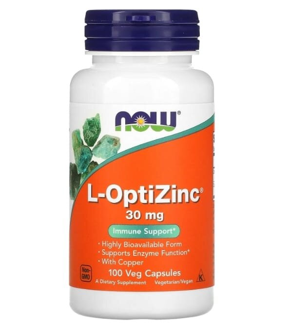 Цинк NOW L-OptiZinc 30 мг вег. капсули №100