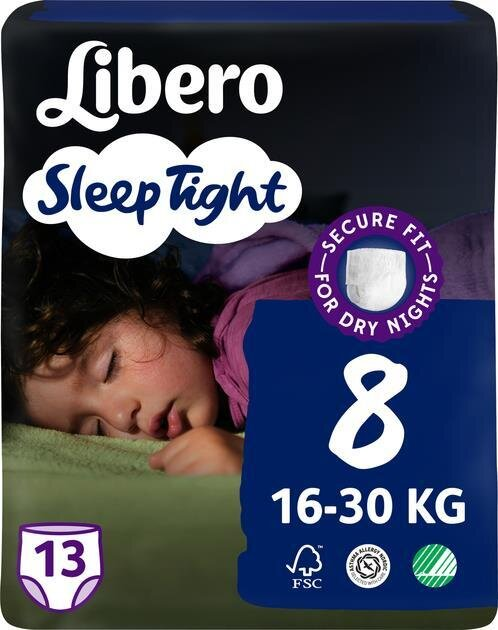 Підгузки-трусики Libero Sleep Tight розмір 8, 16-30 кг, 13 шт