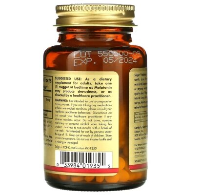 Мелатонін Solgar Melatonin 3 мг жувальні таблетки №120