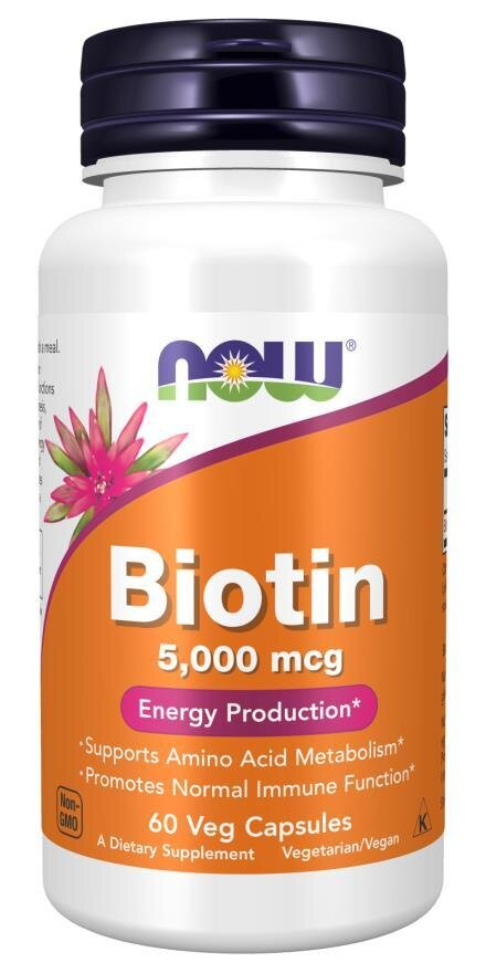 Біотин NOW 5000 мкг вег. капсули №60