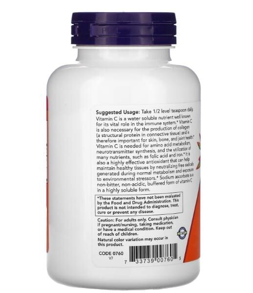 Аскорбат натрію NOW Sodium Ascorbate Pure Buffered порошок, 227 г