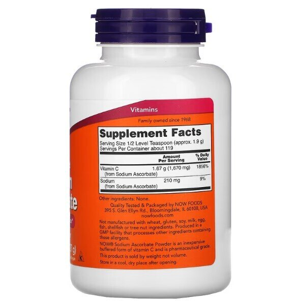 Аскорбат натрію NOW Sodium Ascorbate Pure Buffered порошок, 227 г