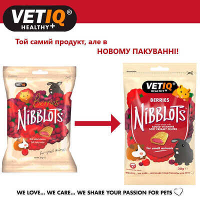 Ласощі для гризунів VetIQ Nibblots з ягодами для здоров'я шкіри та шерсті, 30 г
