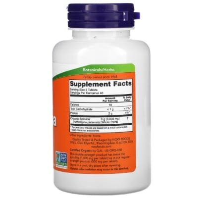 Спіруліна NOW Spirulina Organic 1000 мг таблетки №120