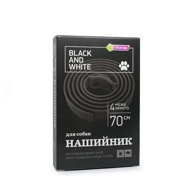 Нашийник для великих порід собак Vitomax Black&White Протипаразитарний, 70 см чорний