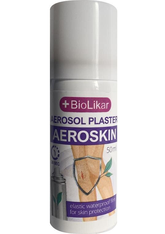 Рідкий пластир Biolikar Aeroskin аерозольний водостійкий спрей по 50 мл у флак.
