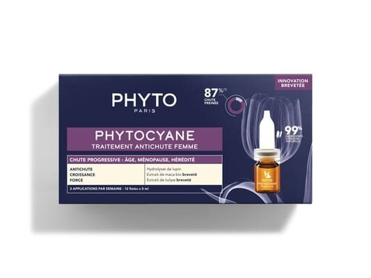 Засіб проти випадання волосся Phyto Phytocyane Progressive Anti Hair Loss Treatment For Women для жінок, 12 шт х 5 мл