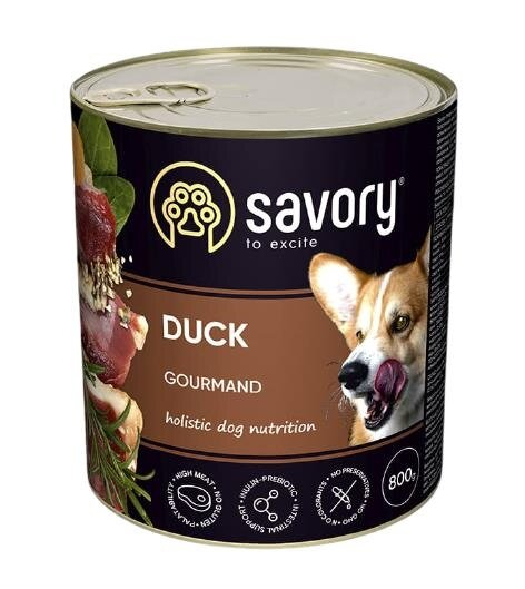 Корм вологий для дорослих собак Savory 30488 з качкою, 800 г