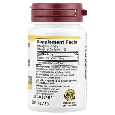 Грейпфрута насіння екстракт NutriBiotic Grapefruit Seed Extract 125 мг, 100 таблеток