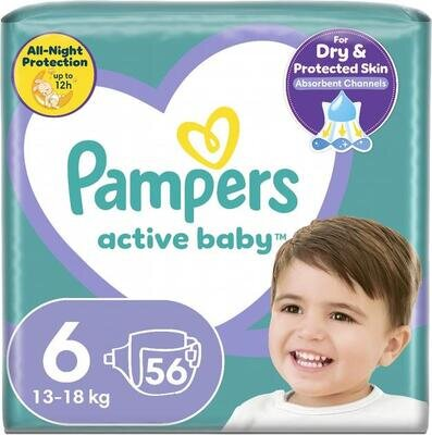 Підгузки дитячі Pampers Active Baby розмір 6, 13-18 кг, 56 шт