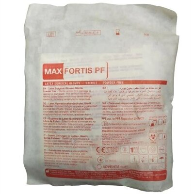 Рукавички хірургічні Max fortis pf латексні без пудри, розмір 7,5 стерильні, пара