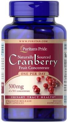 Журавлина Puritan's Pride Cranberry Fruit Concentrate 500 мг, 1 на день, 120 капсул