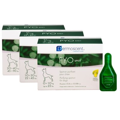 Краплі Dermoscent PYOspot для контролю шкірних інфекцій у собак мініатюрних і малих порід до 10 кг, 4 піпетки по 0,6 мл