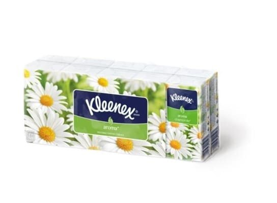 Хусточки паперові Kleenex Aroma з ароматом ромашки, 10 шт х 10 уп
