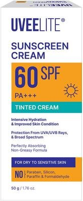 Крем сонцезахисний Uveelite УФ-лайт SPF60 тонуючий, суха та чутлива шкіра, 50 г