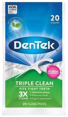 Флос-зубочистки DenTek Triple Clean Потрійне очищення, 20 штук