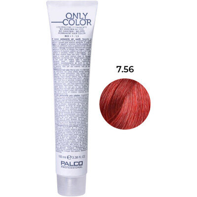 Крем-фарба для волосся Palco Professional Only Color безаміачна № 7.56 блонд середній махагоновий червоний, 100 мл