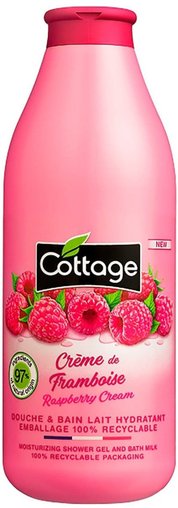 Гель для ванни та душу Cottage Moisturizing Shower Gel And Bath Milk зволожуючий Малинові вершки, 750 мл