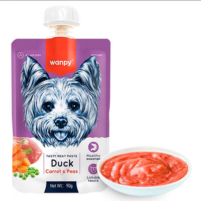 Ласощі для собак Wanpy Paste Beef, Carrot & Pea Крем-суп з качкою, морквою та горошком, 90 г