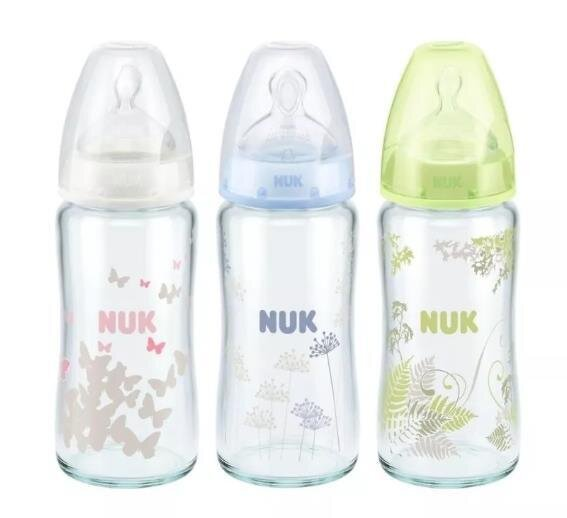 Пляшечка Nuk First Choice скляна з силіконовою соскою розмір 1, 240 мл