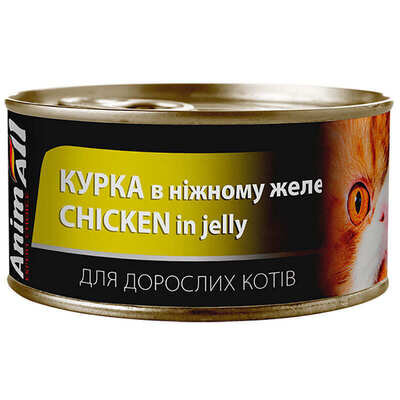 Корм вологий для дорослих котів AnimAll курка в ніжному желе, 85 г