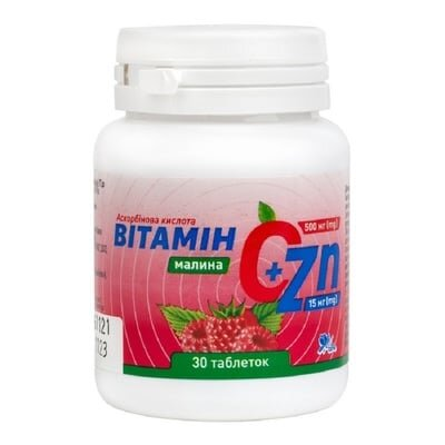 Вітамін С 500 мг + Цинк 15 мг таблетки жувальні малина №30 Ronpharm