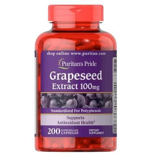 Екстракт виноградних кісточок Puritan's Pride Grapeseed Extract 100 мг, 200 капсул