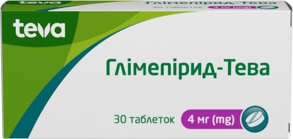 Глімепірид-Тева таблетки по 4 мг №30 (10х3)