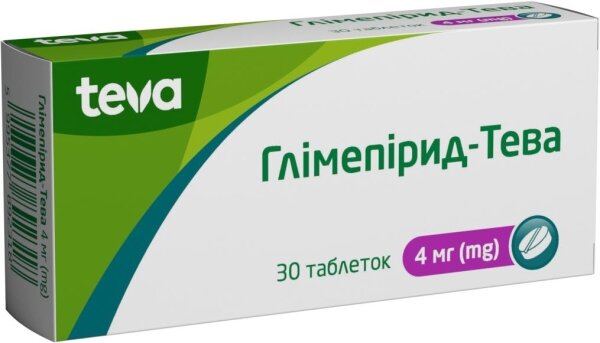 Глімепірид-Тева таблетки по 4 мг №30 (10х3)