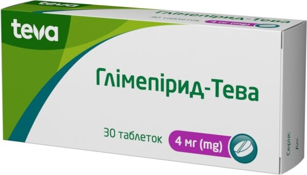 Глімепірид-Тева таблетки по 4 мг №30 (10х3)