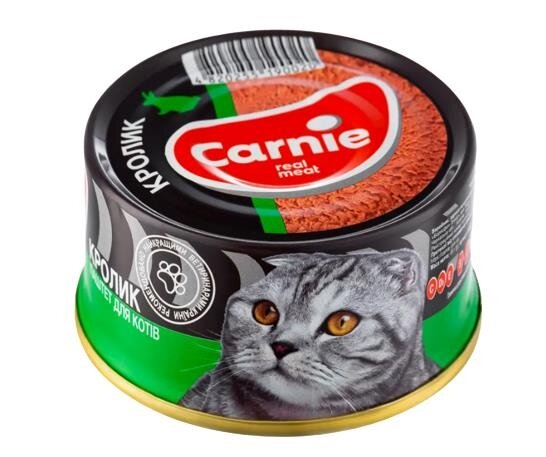 Корм вологий для дорослих кішок Carnie м'ясний паштет з кроликом, 100 г