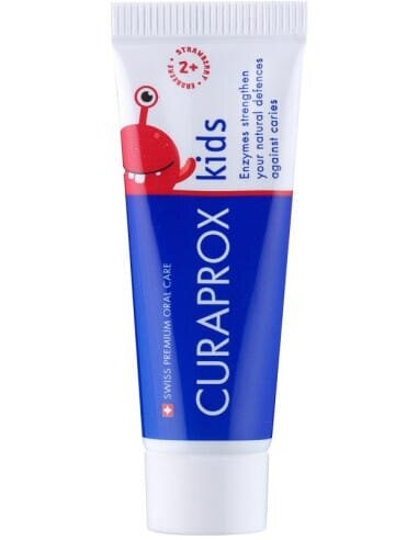 Зубна паста Curaprox Kids дитяча з фтором, з 2 років, полуниця, 10 мл