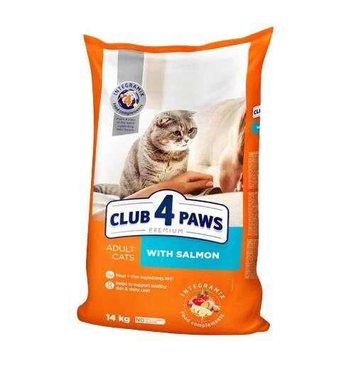Корм сухий Club 4 Paws для дорослих кішок з Лососем Преміум, 14 кг