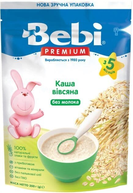 Каша безмолочна Bebi Premium Вівсяна, з 5 місяців, 200 г