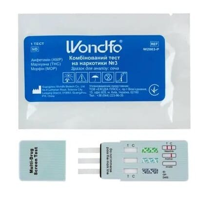 Тест Wondfo W2003-P для визначення 3 видів наркотиків, 1 штука
